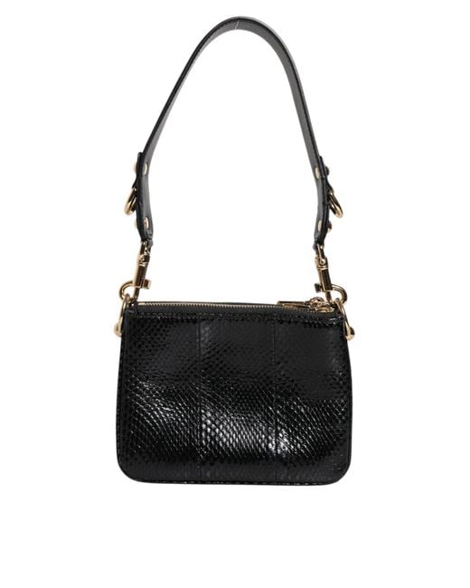 Dolce & Gabbana Black Exotic Leather Shoulder Sling Clutch Bag