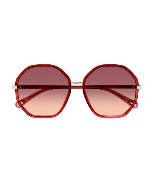 Chloé Brown Hexagon Frame Sunglasses