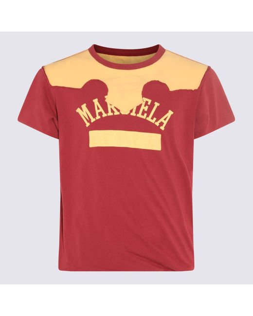 Maison Margiela Pink Red And Yellow Cotton Decortique' T-shirt for men