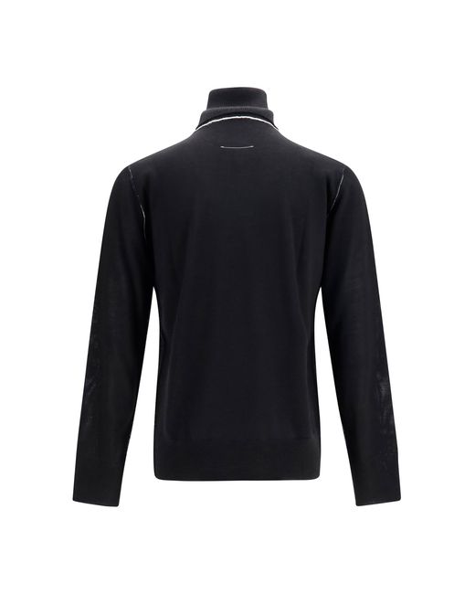MM6 by Maison Margiela Black Turtleneck Sweater Merino Wool (Ovis Aries) for men