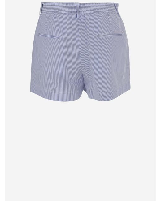 ARMARIUM Blue Cotton Shorts With Striped Pattern