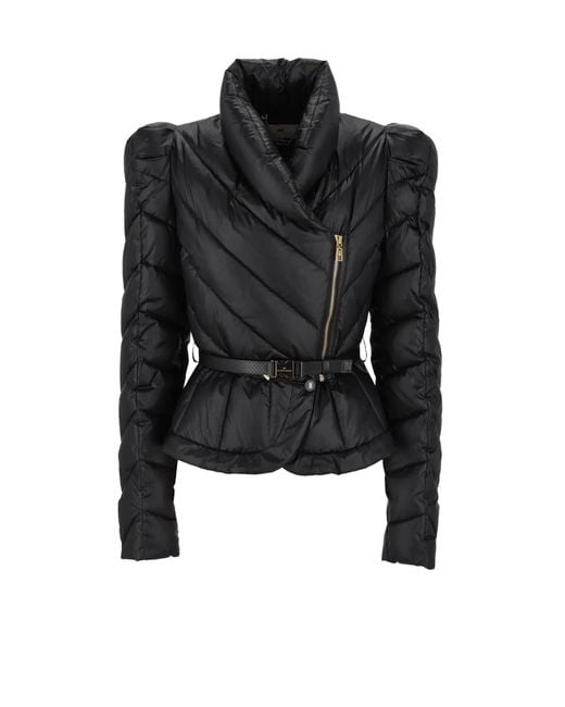 Elisabetta Franchi Black Quilted Nylon Down Jacket