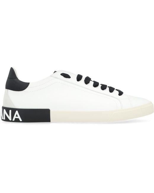 Dolce & Gabbana White Low-Top Sneakers Calf Trainers for men