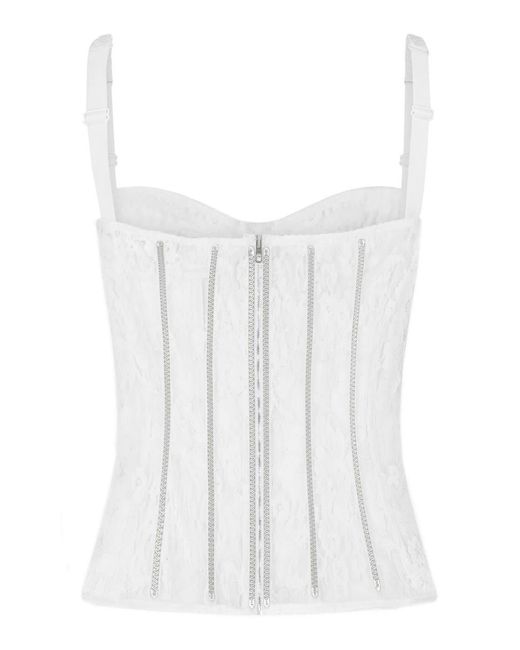 Dolce & Gabbana White Lace Lingerie Bustier With Straps