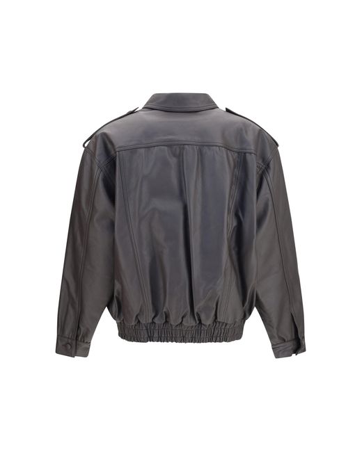 Blazé Milano Gray Charlie Ares Leather Bomber Jacket Lamb Ovis Aries
