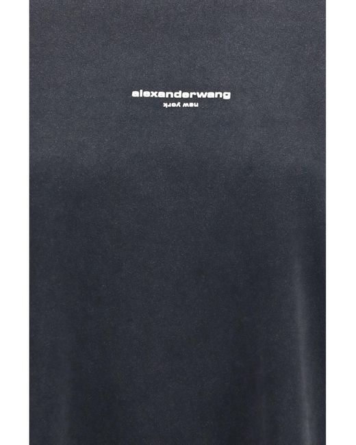 Alexander Wang Blue Long-Sleeve Logo T-Shirt Cotton T-Shirts