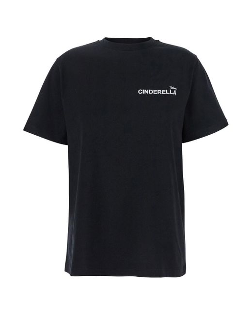 Coperni Black Cinderella T-Shirt With Logo Printed On The Front And Print On The Back