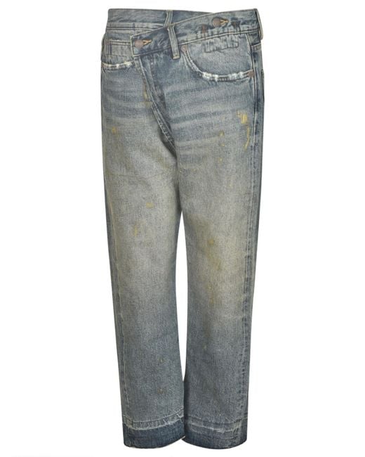 R13 Gray Straight Buttoned Jeans