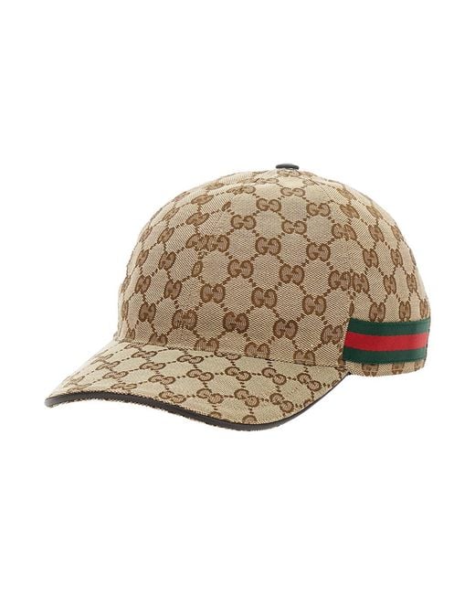 Gucci Natural Baseball Cap Gg Canvas Polyester Hat for men
