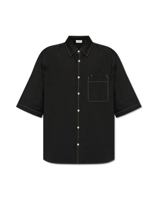 Lemaire Black Short-sleeved Shirt, for men