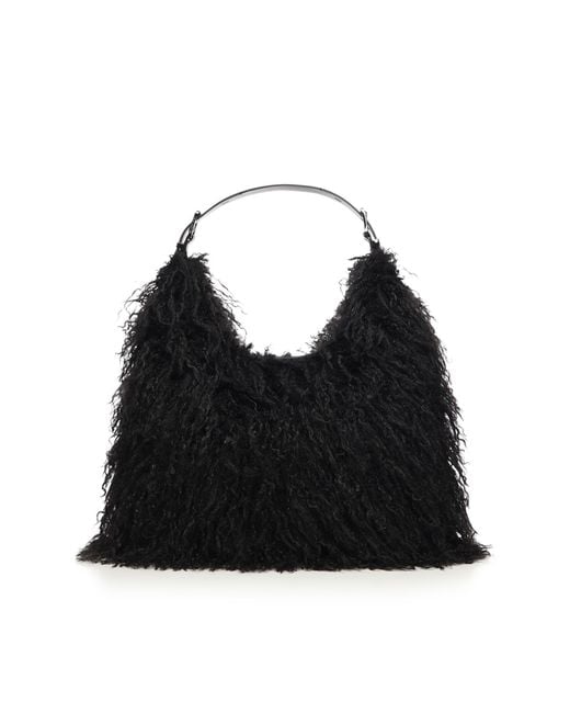 MICHAEL Michael Kors Black Nolita Shearling Shoulder Bag