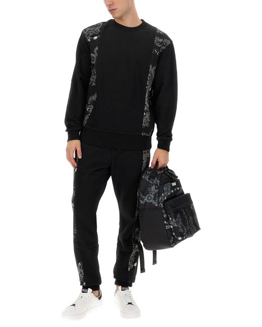 Versace Black Chain Couture Jogging Pants for men