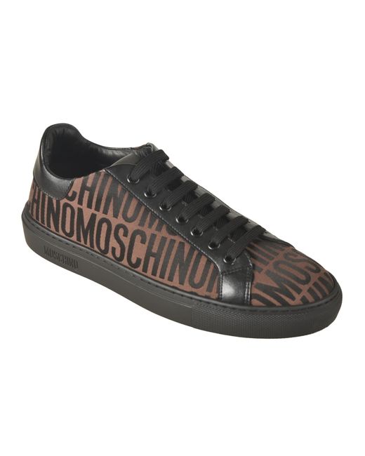 Moschino Black All-Over Logo Sneakers for men