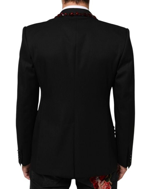 Dolce & Gabbana Black Sicilia Crystal Embellished Blazer Ea Wv Acetate Polyester Clothing for men