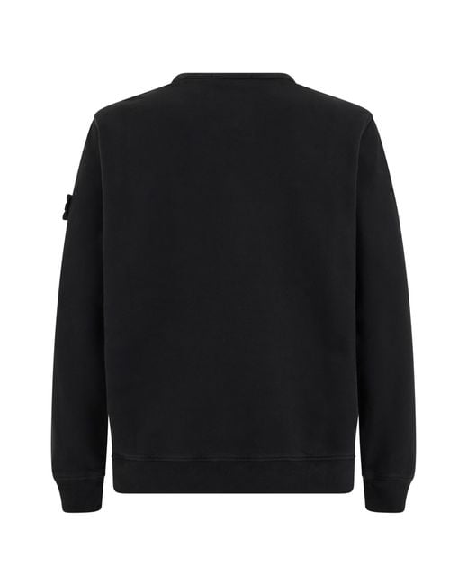 Stone Island Black Crewneck Sweater Cotton Sweatshirts for men