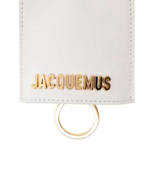 Jacquemus Le Porte Cle Bagage White Key-chain With Logo Lettering In Smooth Leather