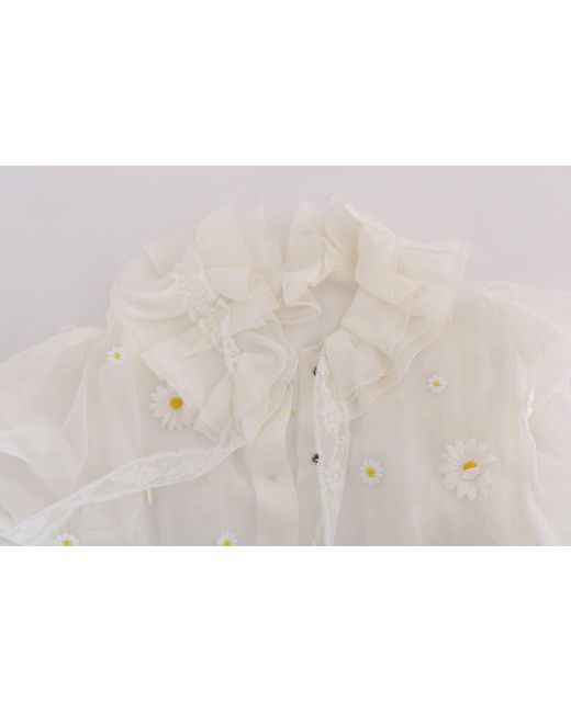 Dolce & Gabbana Pink Daisy Applique Silk Shirt