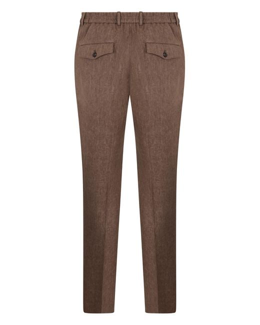 Slowear Brown Trousers Tapered Linen for men