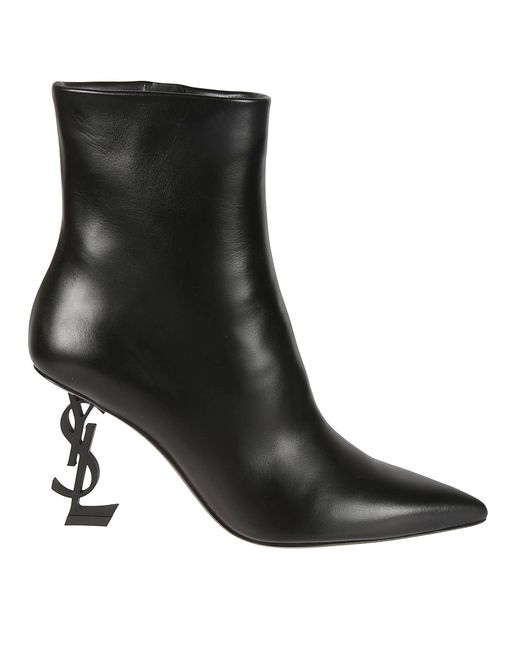 Saint Laurent Black Opyum 85 Ysl Heel Boots - Women