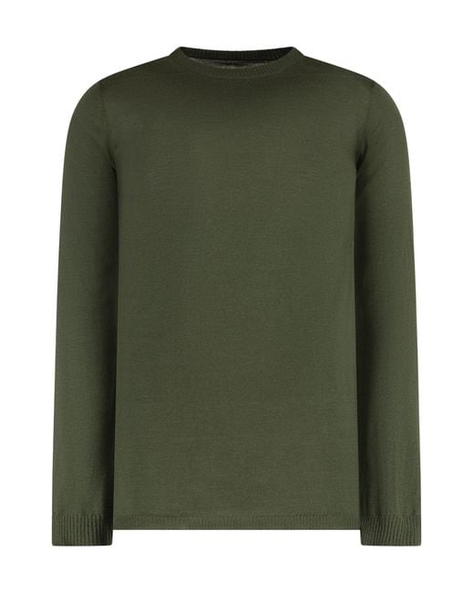 Rick Owens Green Virgin Wool Crewneck Sweater Sweatshirts for men