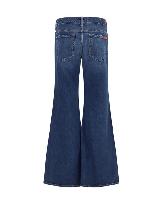 7 For All Mankind Blue Jeans Low-Rise Flared Cotton