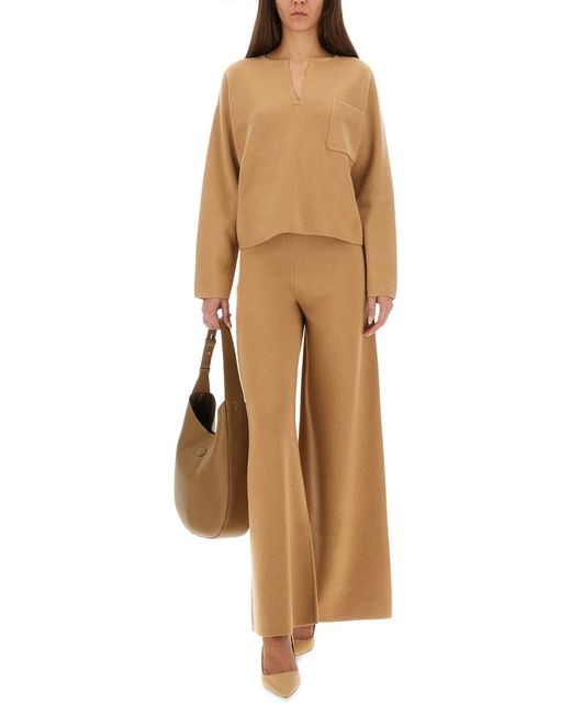 Max Mara Natural Wide-Leg Trousers Judy Wool