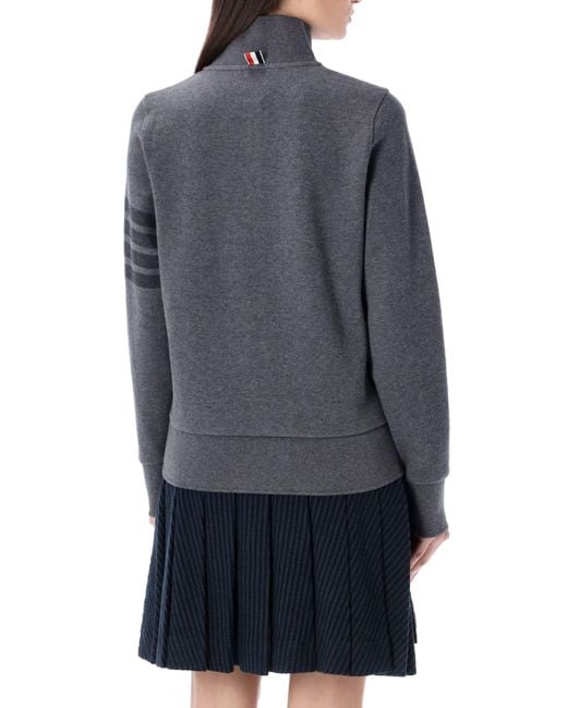 Thom Browne Blue Funnel Neck Pullover With Tonal Bars