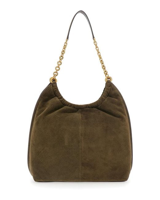 MICHAEL Michael Kors Brown Shoulder Bag Indie Suede Cow Leather