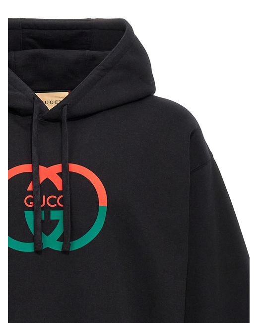 Gucci Blue Logo Print Hoodie for men