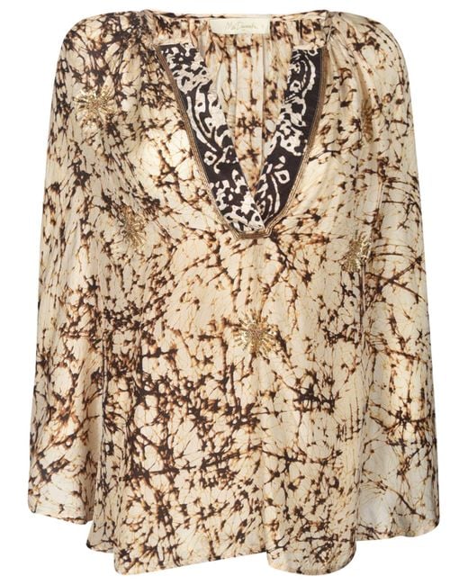 Mes Demoiselles Natural Oversized Printed Blouse