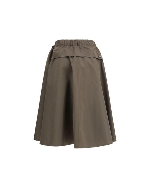 Prada Brown Bicolor Recycled Polyester Midi Skirt