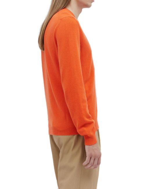 Gucci Orange Knit V-neck Sweater for men