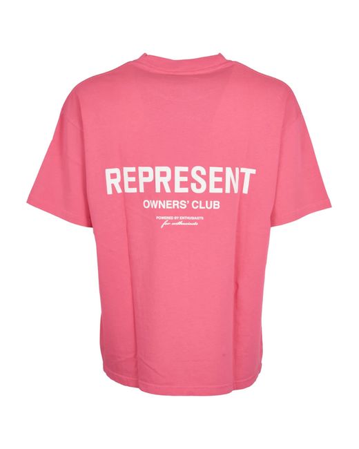Represent Pink Logo Round Neck T-Shirt for men