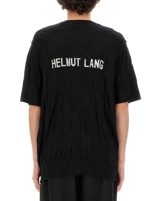 Helmut Lang Black Crushed Shirt Merino Wool Jumpers for men