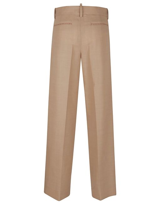 Victoria Beckham Natural High-Waisted Wide Leg Trousers