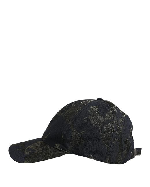 Dolce & Gabbana Black Floral Barocco Cotton Baseball Cap Hat Elastane for men