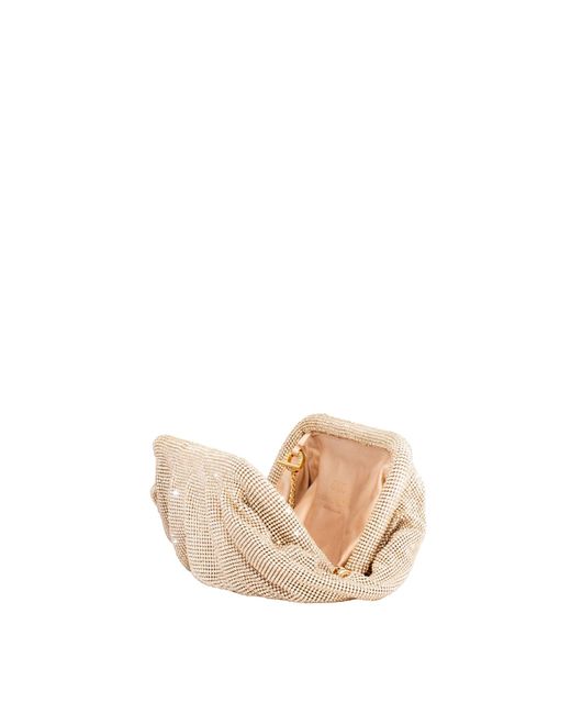 Benedetta Bruzziches Natural Venus La Grande Crystal Rhinestone-Embellished Aluminum Mesh Clutch With Shoulder Strap