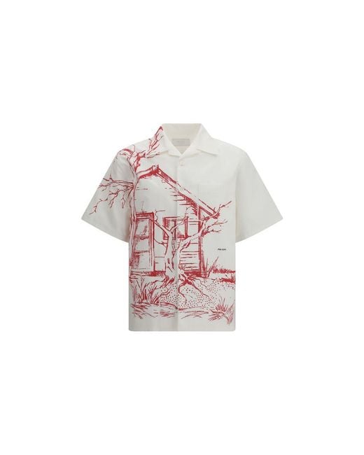 Prada Multicolor White Cotton Shirt for men
