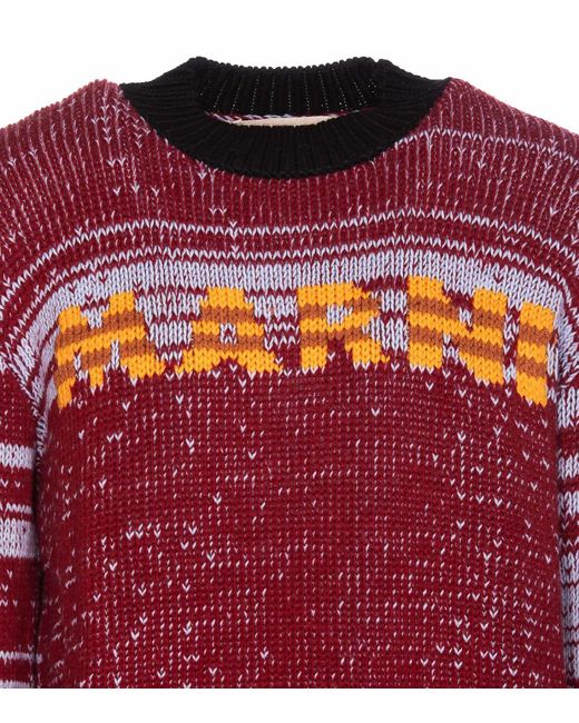 Marni Red "moulinè" Wool Sweater for men