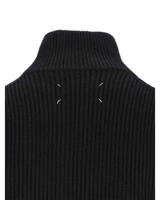 Maison Margiela Four Stiches Zip Sweater in Black for Men | Lyst