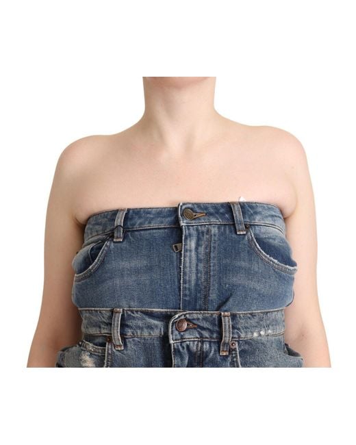 Dolce & Gabbana Blue Elegant Dark Denim Jumpsuit Dres