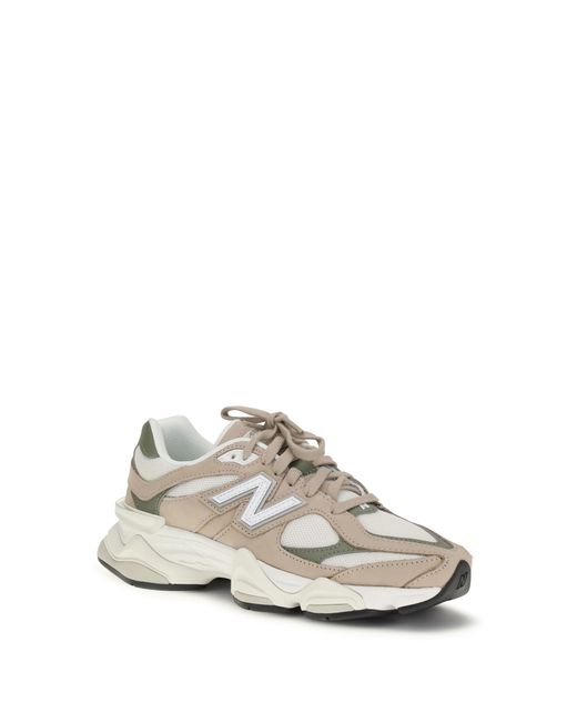 New Balance White Sneakers 9060-Dark Olivine/Dark Upper: Polyamide Trainers