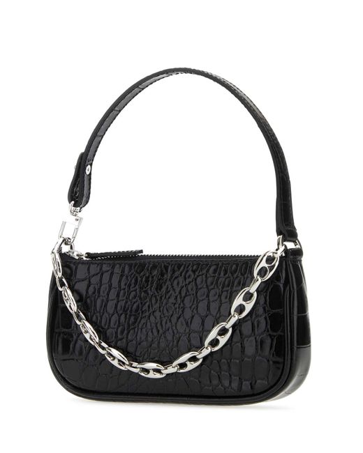 By Far Black Leather Mini Rachel Handbag