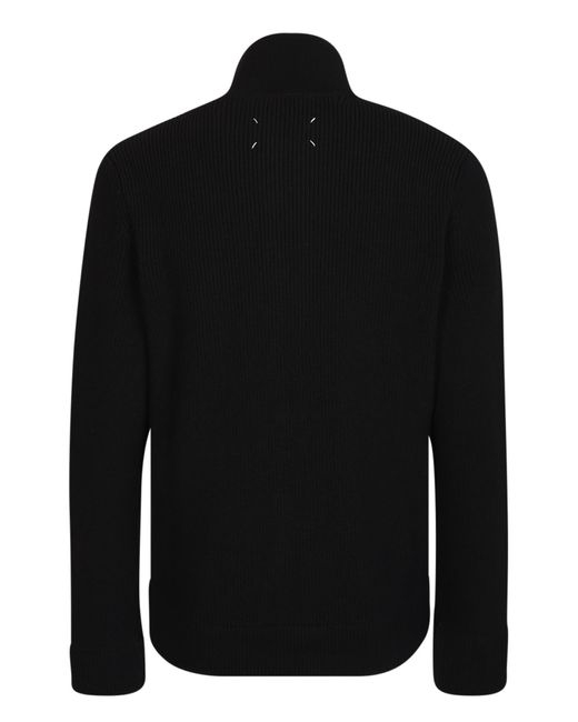 Maison Margiela Black Knitted Cardigan With Zip for men