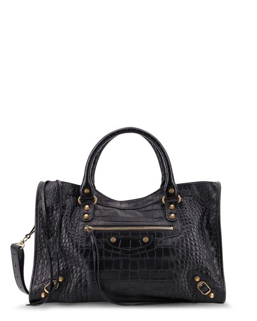 Balenciaga Black Le City Medium Leather Shoulder Bag