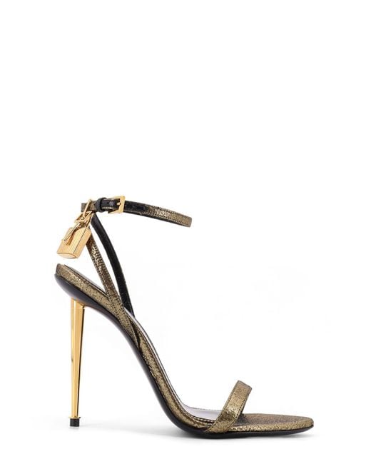 サンダル・ミュール Tom Ford Laminated Leather Sandals With Logoed Padlock Tom Ford Laminated Leather Sandals With Logoed Padlock in