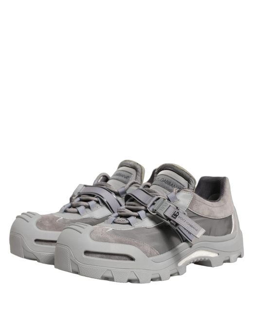 Dolce & Gabbana Gray Airmaster Panelled Low Top Sneakers Shoes Nylon Suede for men