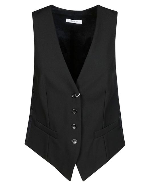 Max Mara Black V-Neck Buttoned Vest