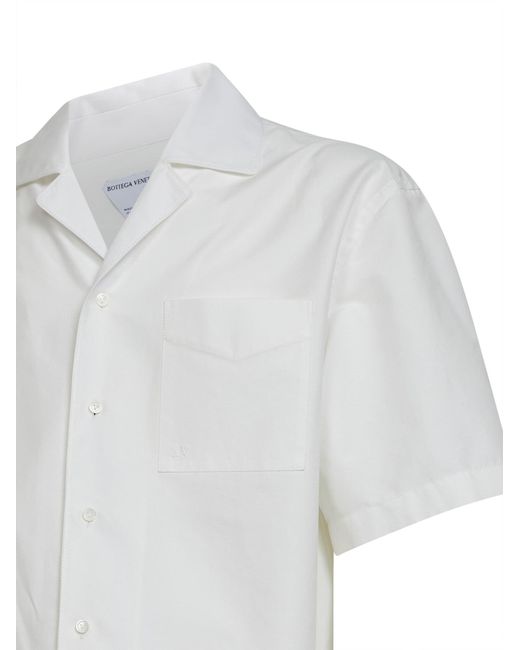 Bottega Veneta White Chalk Cotton Poplin Bowling Shirt for men