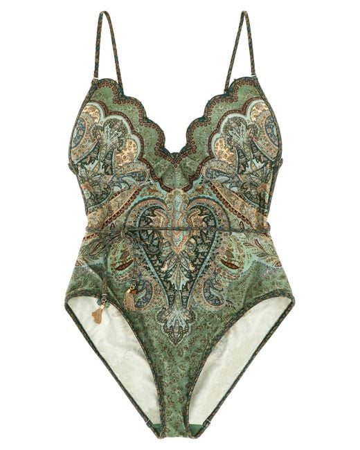 Zimmermann Green 'wanderlust' One-piece Swimsuit